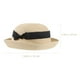 thumbnail image 2 of Sombrero de paja con ala ancha enrollable y lazo para mujer y niña, estilo bombín para playa, para verano (beige), 2 of 7