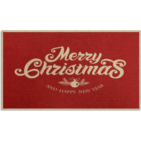 

Christmas Door Mat Merry Christmas Bell Welcome Mat Christmas Winter Doormats Front Door Mat Outdoor Indoor Entrance Rug Floor Mat Non Slip Resist Dirt Carpet for Entryway 18 x 30 Inchesch