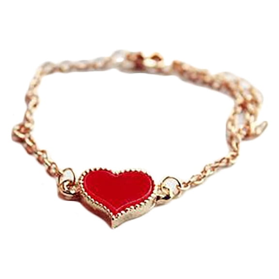 DaXi Women Love Heart Design Bracelet Bangle Jewelry Chain Party Cocktail Gift-Red