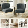 thumbnail image 4 of Velvet Armless Accent Chair Gold Metal Legs Modern Upholstered Single Sofa Home Living Room Grey, 4 of 7