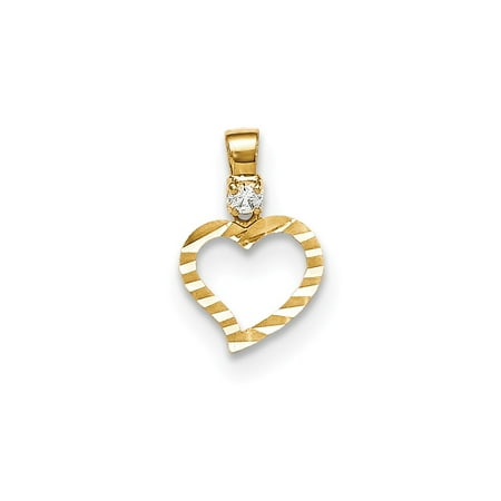 14k Yellow Gold CZ Diamond-cut Children's Heart Pendant
