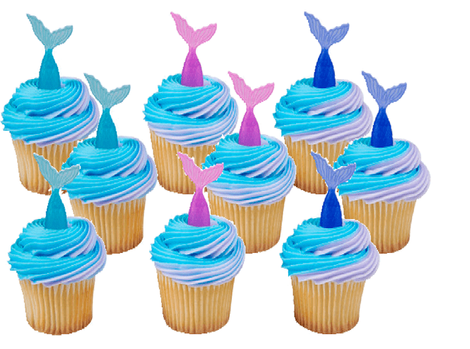 24pcs Mermaid Sea Theme Cake Cupcake Toppers Birthday Party Decoration YO 