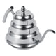 thumbnail image 3 of Cafetera de acero inoxidable con cuello de cisne y diseño de juntas de bambú, cafetera de goteo para infusión (plateada), 3 of 5
