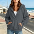 thumbnail image 3 of DISKEBUISS Women's Wrap V Neck Hoodie Long Sleeve Front Kangaroo Pocket Loose Casual Sweatshirt, 3 of 7