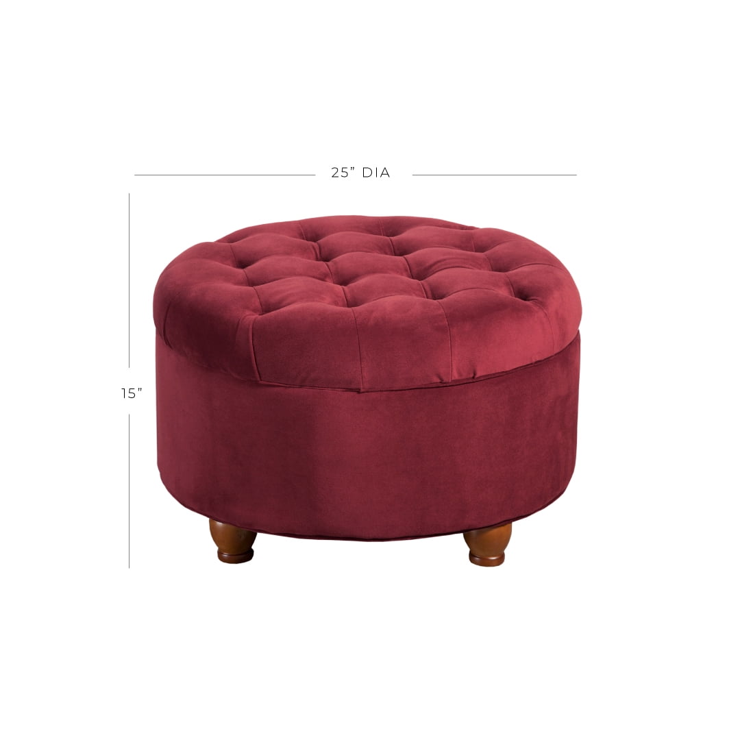 HomePop Large Tufted Round Storage Ottoman, Multiple Colors