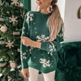 thumbnail image 4 of comerut Long Sleeve Half High Collar Ribbed Trim Christmas Sweater Women Jacquard Snowflake Print Pullover Knitwear Festival Clothing, 4 of 8