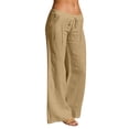 thumbnail image 2 of YOZGXEG Wide Leg Pants Women Women Wide Leg Linen Cotton Blend Pants Elastic Waist Casual Loose Trousers With Pockets Yellow S-3Xl, 2 of 7