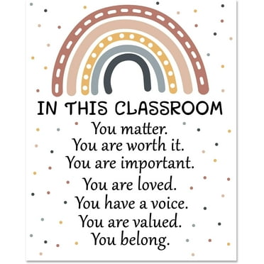 1 Pc Boho Rainbow Classroom Decor In This Classroom Motivational Words Poster Bulletin Board Decoration for Nursery Teachers School Classroom Reading Rooms DIY