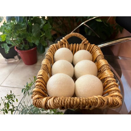 Jumbo Wool Dryer balls, White, 6 counts ( Pack of One)