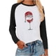 thumbnail image 1 of Blusa de manga larga con estampado de copa de vino de Navidad y costuras con cuello redondo para mujer Fridja  fksj589, 1 of 5