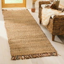 SAFAVIEH Natural Fiber Gale Braided Jute Runner Rug, Natural/Multi, 2'6" x 10'