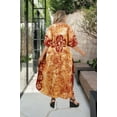 thumbnail image 4 of HAPPY BAY Women's Summer Batik Caftan Loungewear House Dashiki Dress V Neck Kaftan Nightshirts for Women Sleepwear Plus Size 2X-3X Caramel, Floral, 4 of 6