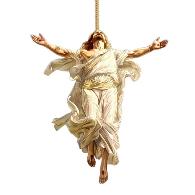 Visland 2D Acrylic Jesus Christ Ornament Car Rearview Mirror Hanging Decor Auto Interior Religious Gift for Christian Retro Faith Accessories