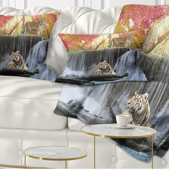 Designart Tiger in the Jungle - Photography Throw Pillow - 12x20