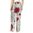 thumbnail image 3 of Sigee Leaves And Anemone Print Women's Soft Pajama Pants - Breathable and Comfortable Lounge Sleep Bottoms with Elastic Waistband and Pockets-Small, 3 of 9