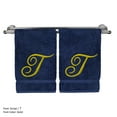 thumbnail image 2 of Monogrammed Washcloth Towel, Personalized Gift, 13x13 Inches - Set of 2 - Gold Script Embroidered Towel - Extra Absorbent 100% Turkish Cotton - Soft Terry Finish - Initial T Navy Towels, 2 of 2