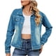 thumbnail image 2 of Chaqueta vaquera de manga larga sin capucha y abrigos de mezclilla de moda para mujer con solapa de color y mangas más delgadas, 2 of 7