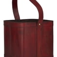 thumbnail image 4 of DecMode 9" x 9" Red Leather 4 Bottles Wine Holder with Carrying Handle, 1-Piece, 4 of 7