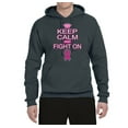 thumbnail image 2 of Keep Calm and Fight On Breast Cancer Awareness Unisex Graphic Hoodie Sweatshirt, Charcoal, Large, 2 of 3