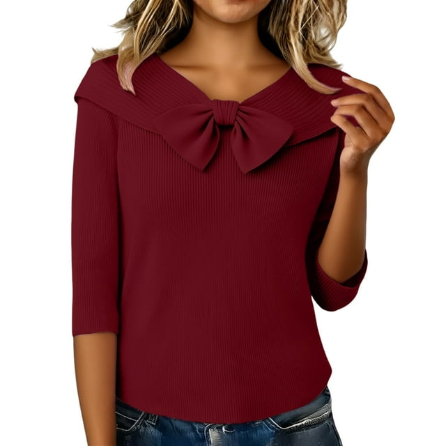 Breezora Women's Loose Knit Sweater With Hood And Exposed Shoulder For Spring Autumn Fashion Tops XXXXL Size Wine