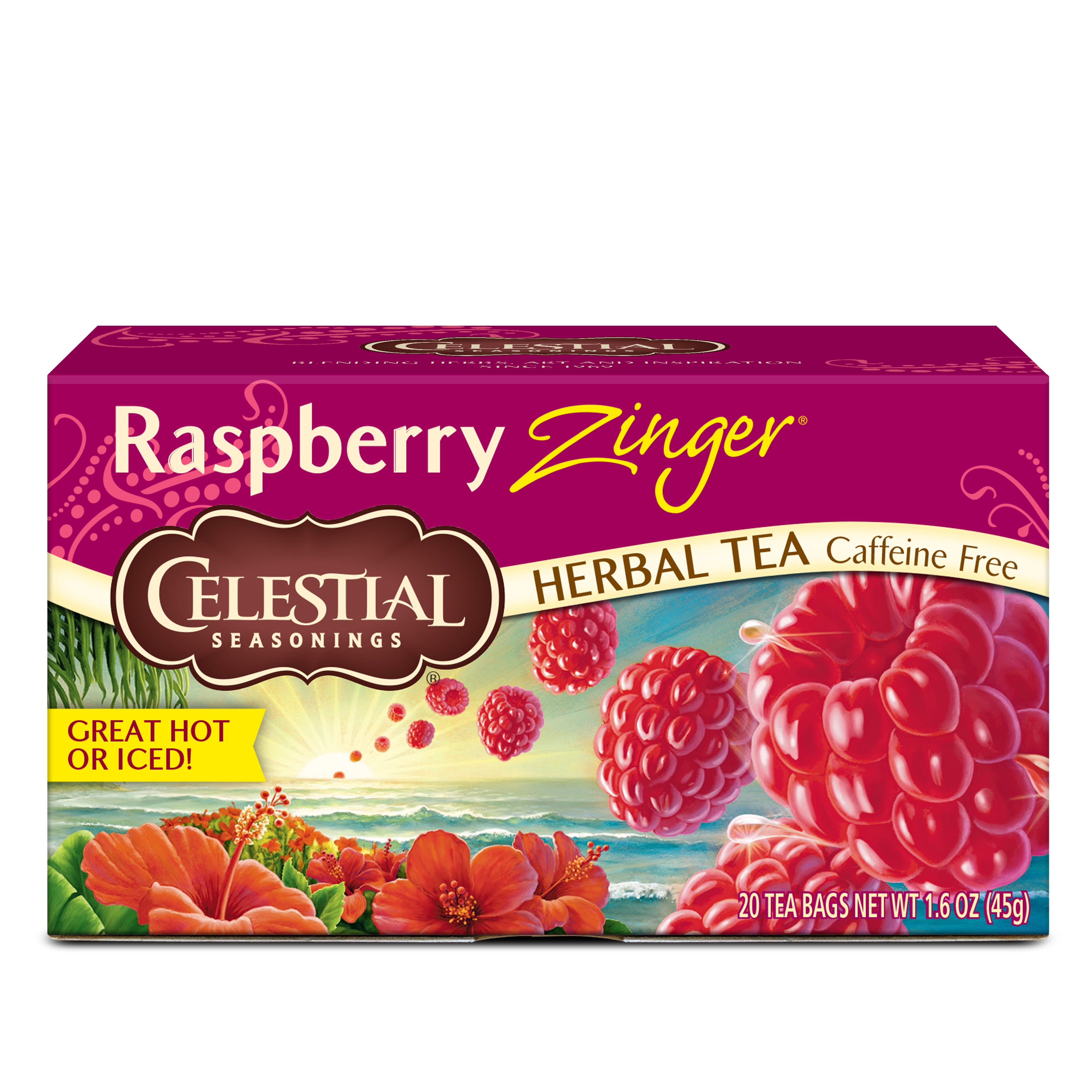 Celestial Seasonings Raspberry Zinger Herbal Tea Tea Bags 20 Ct Walmart Com