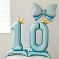 thumbnail image 3 of 42” Standing Crown Number 0 Balloon, Large Blue Foil Balloon for Birthday Party Decorations, 3 of 7