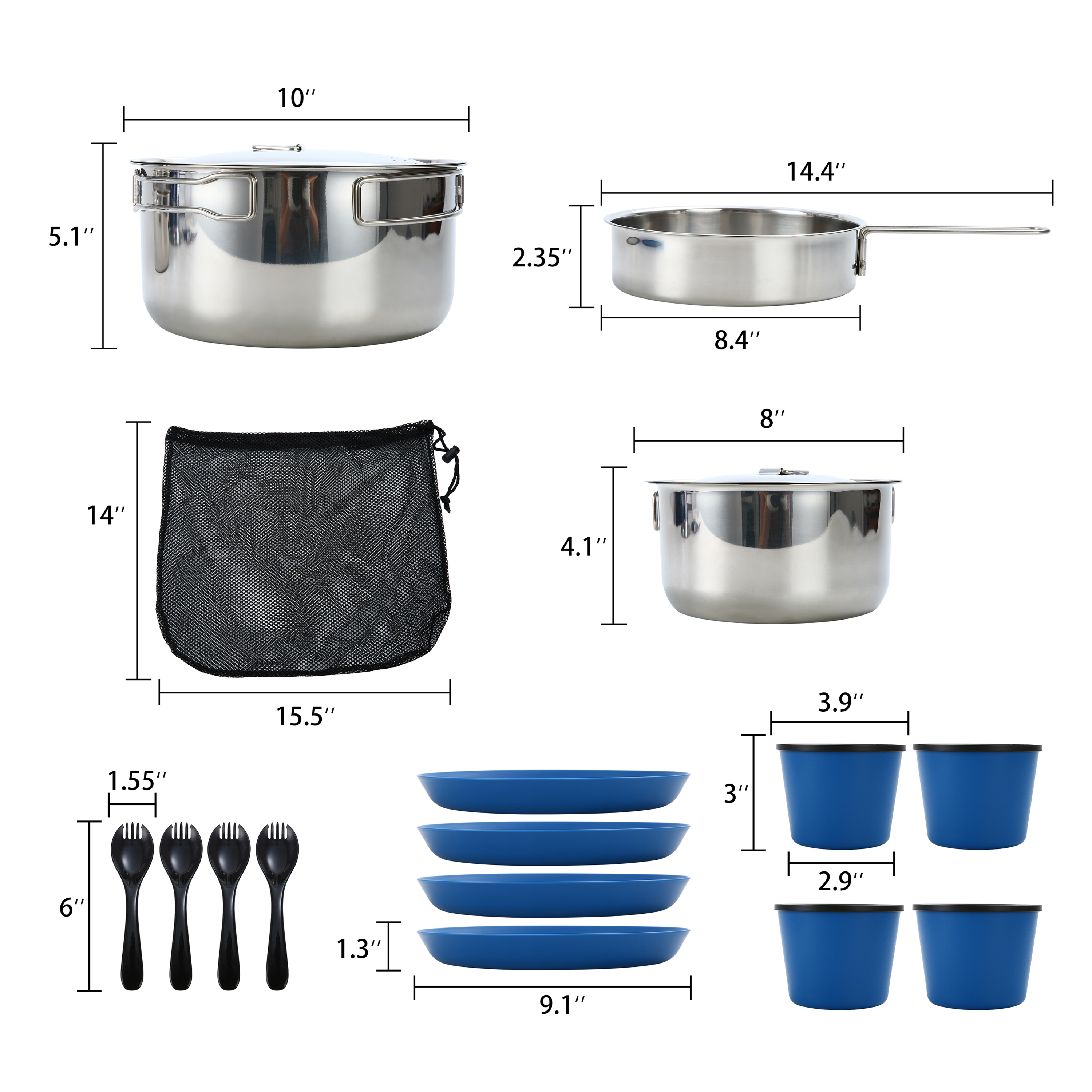 Set de Cocina de Camping Antiadherente de 22 Piezas con Bolsa de Malla 4