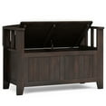 thumbnail image 3 of Acadian 36 inch Wide Solid Wood Transitional Small Entryway Storage Bench in Brunette Brown, 3 of 13