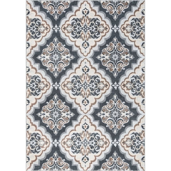 Tayse Madison Area Rug MDN4109 Traditional Gray Geometric Bulbs 7' 10 x 7' 10" Round