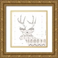 thumbnail image 1 of Shamp, Cindy 26x26 Gold Ornate Wood Framed with Double Matting Museum Art Print Titled - Patterned Deer, 1 of 4