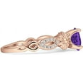 thumbnail image 5 of Vintage Style Sunflower Round Amethyst Cubic Zirconia Rose Tone 925 Sterling Silver, Size 6, 5 of 7