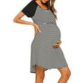 thumbnail image 4 of Skksst Pregnant Womens Plus Size Stripe Maternity Nursing Breastfeeding Short Sleeve Dress, 4 of 5