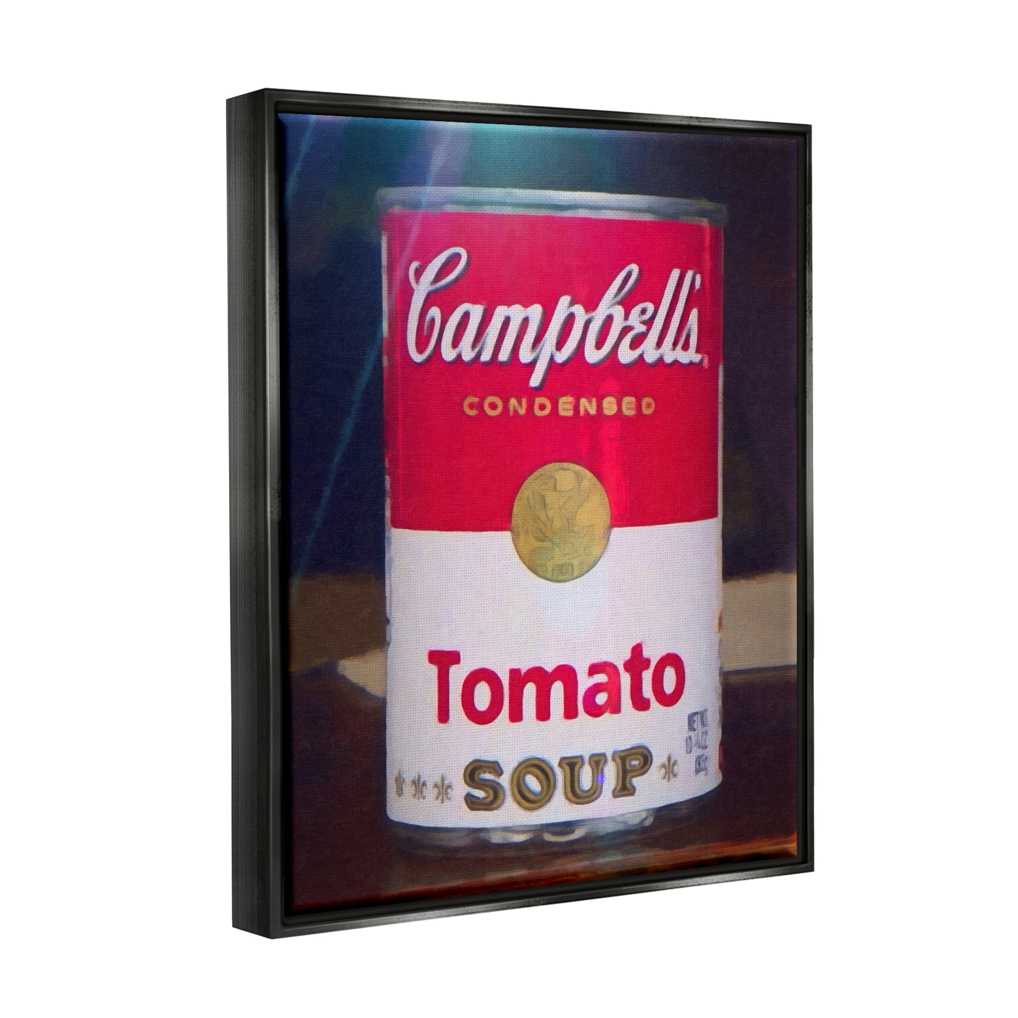 Stupell Industries Tomato Soup Can Still Life Modern Painting Graphic Art Jet Black Floating Framed Canvas Print Wall Art, Design by Graffitee Studios