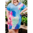 thumbnail image 2 of Purcoar Multicolor V Neck Tie Dye Leopard Splicing Plus size Mini Dress, 2 of 8