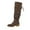 Coffee, variant on Birdeem Women's Winter Western-Style Boots, Fashion Casual Solid Color Mid-Calf High Heel with Belt Buckle, Women's Winter Boots, Over the Knee Boots for Women