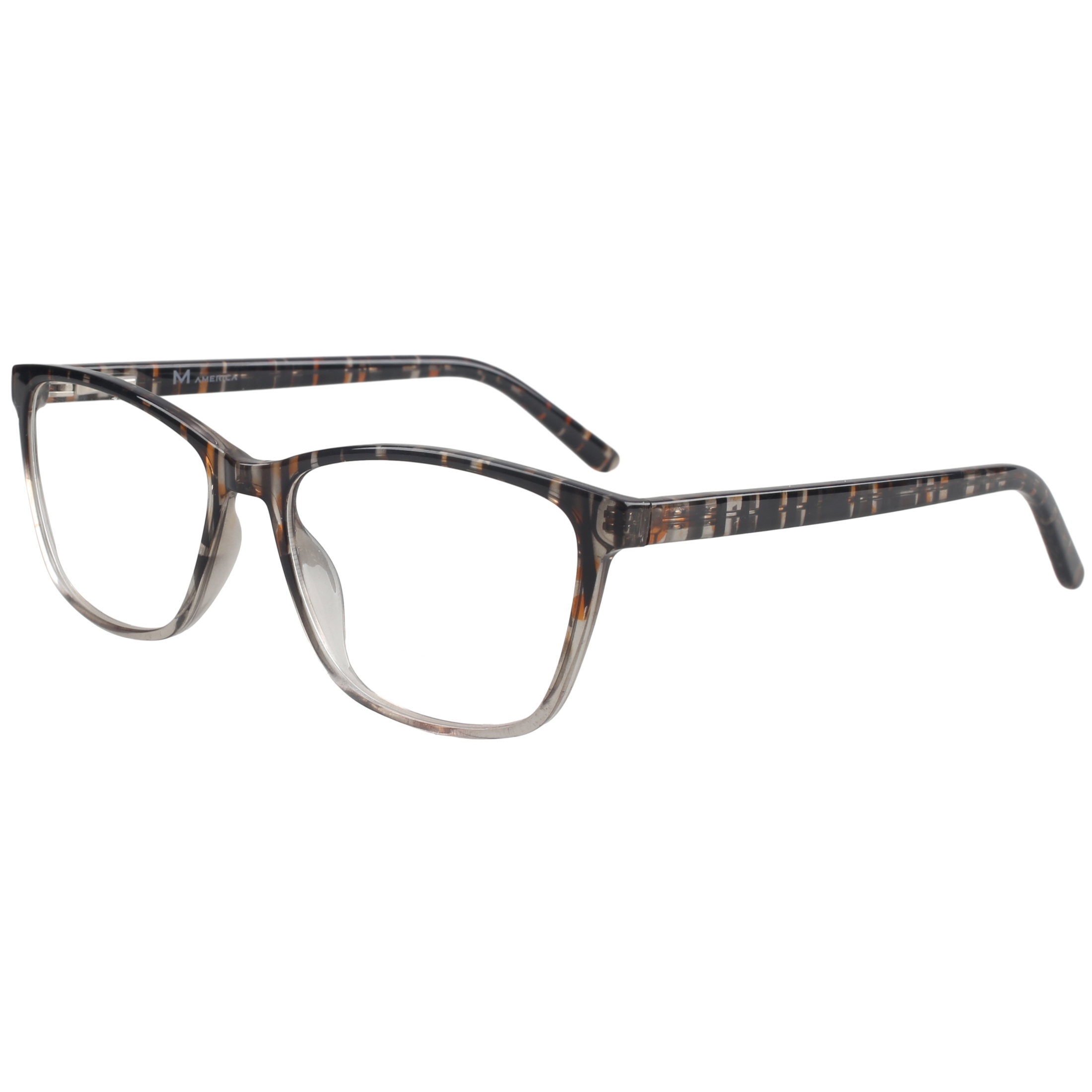 Women's M America Seely Rx'able Eyeglasses, Plastic, Square, Black Tortoise Gradient, 55mm, 1 Pair