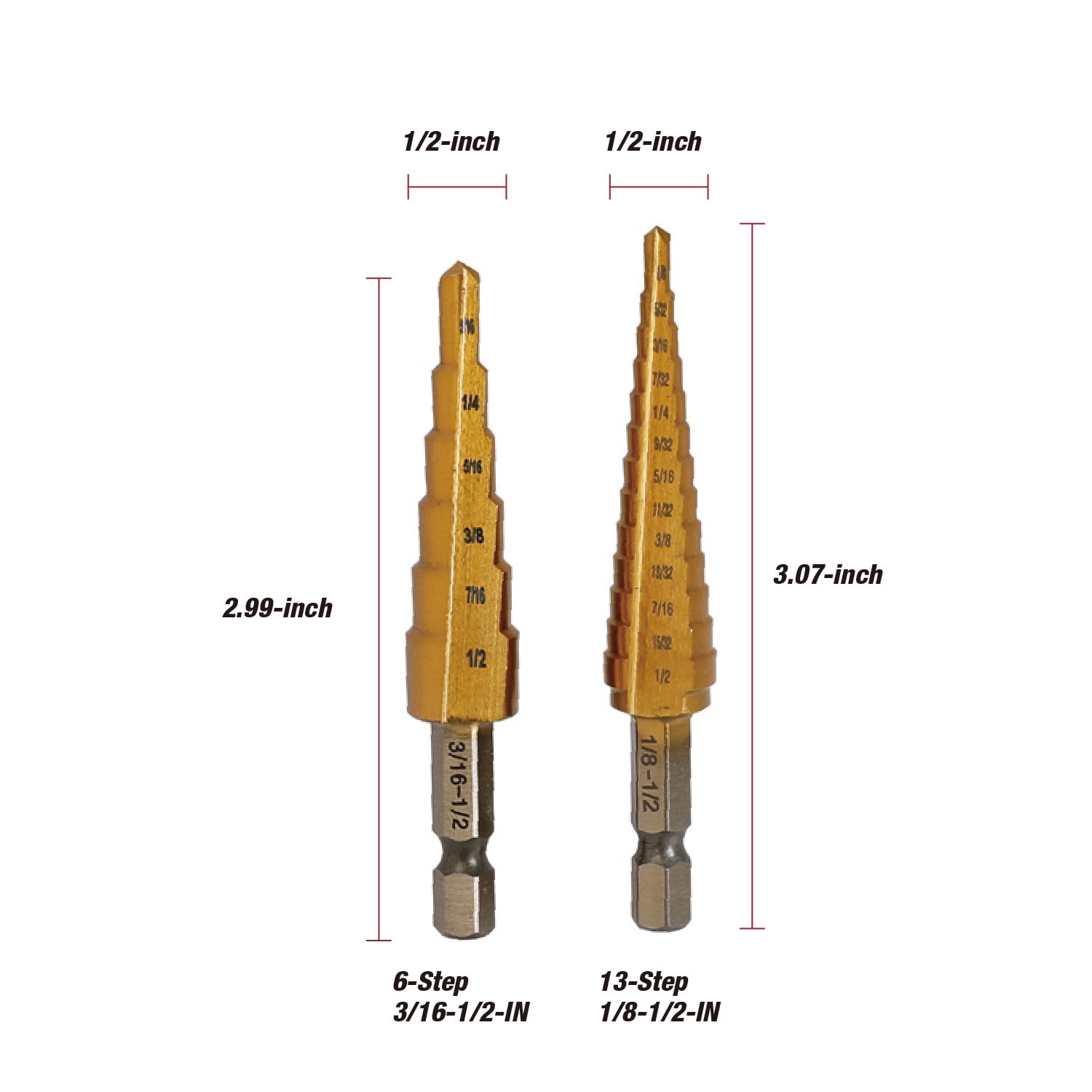 Hyper Tough 2-Piece Titanium Coated Step Drill Bits