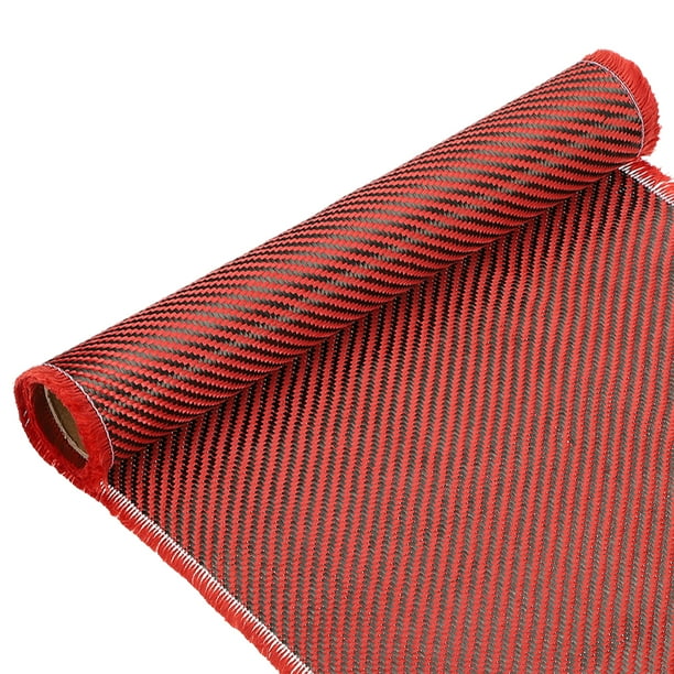 Tela de fibra de carbono, rollo de tela de fibra de carbono tejido de sarga para refuerzo de paredes, sótano, reparación de automóviles y barcos DIY 4.9ft x 11.8" Rojo 1