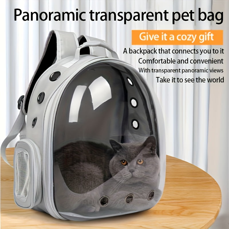 Space Capsule Pet Carrier Backpack, Breathable Transparent Travel Carrier for Cats Small Dogs, Zippered Portable for Outdoor Adventures Pet Travel Bag