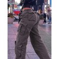 thumbnail image 3 of Women Boyfriend‑Style Y2K Denim Jeans, Multi‑Pocket Button‑Front Solid‑Color Long Casual Work Trousers, Simple Commuter Daily Pants, 3 of 9