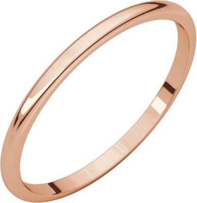 14K Rose Gold 1.5mm Half Round Wedding Ring Band