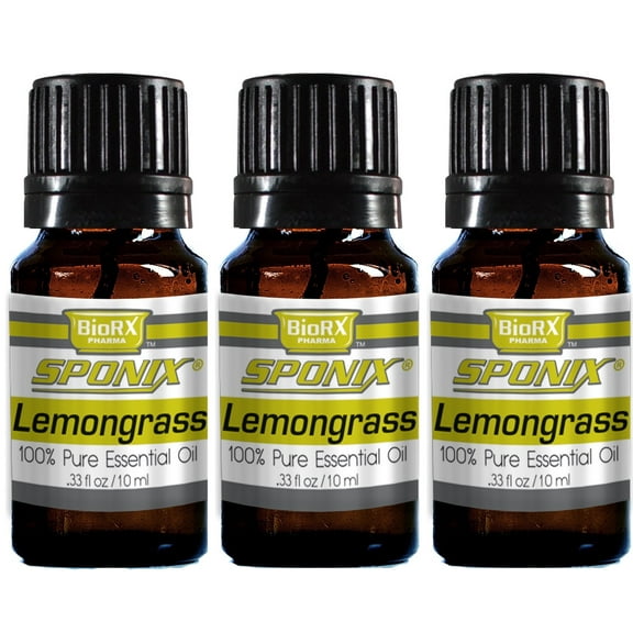 Lemongrass Essential Oil 10 ml / 0.33 oz. Each for Aromatherapy | 3 Pack | Premium Grade | Made with 100% Pure Therapeutic Grade Essential Oils by Sponix (Set of 3)