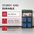 thumbnail image 3 of 4-Tier Plastic Storage Shelves, Heavy Duty Garage Shelving Unit, 142  (56 in) Tall, 45 kg per Shelf, Modular Storage Rack for Garage, Basement & Utility Room, Black, 3 of 6