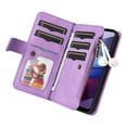 thumbnail image 4 of Multifunctional Case for Moto G Power 2021,Card Slots[RFID Blocking],Durable Flip Kickstand Magnetic Closure PU Leather Zipper Wallet Wrist Strap Shockproof Case for Motorola Moto G Power 2021, Purple, 4 of 12