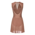 thumbnail image 4 of HULIJA Women Glitter Rhinestone Figure Skating Dress Sleeveless Ballet Leotard Dance Dress Dusty Pink L, 4 of 7