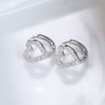 thumbnail image 2 of CZ Heart Shaped Cartilage Hoop Earrings for Women 925 Sterling Silver Cubic Zirconia Hollow Love Huggie Hoops Earring Cuffs, 2 of 6