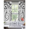 thumbnail image 2 of Black Polynesia Texture Sheer Curtains 72 Inch Length 2 Panels for Living Room, Retro Flowers Tribes Abstract Art Voile Kitchen Curtain Set, Luxury Privacy Drapes Window Treatment for Bedroom, 2 of 7