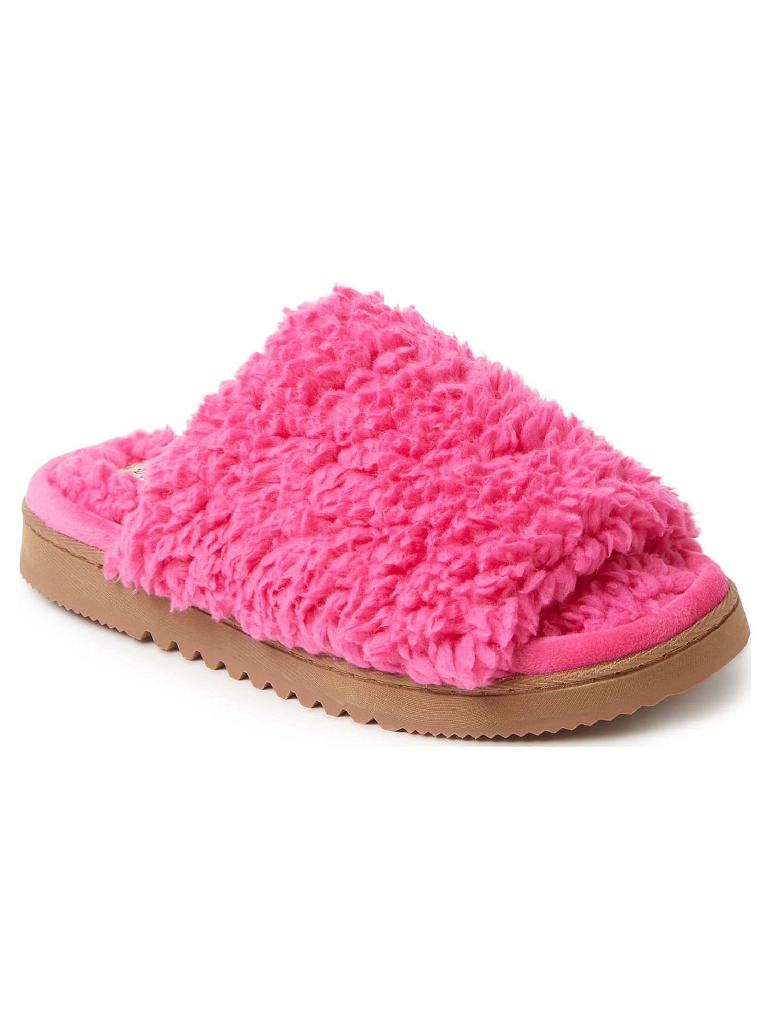 Dearfoams Cozy Comfort Women's Teddy Pile Open Toe Scuff Slippers