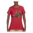 thumbnail image 3 of First We Still Your Heart Then Your Bed | Funny Neon Colorful Cat | Dean Russo Art Animal Lover Womens T-Shirt, Red, XX-Large, 3 of 6