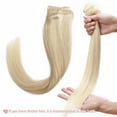 thumbnail image 4 of Benehair Human Hair Extensions Clip In Hair Extension Full Head Remy Hair Blonde for Women Straight 8"-24", 4 of 12